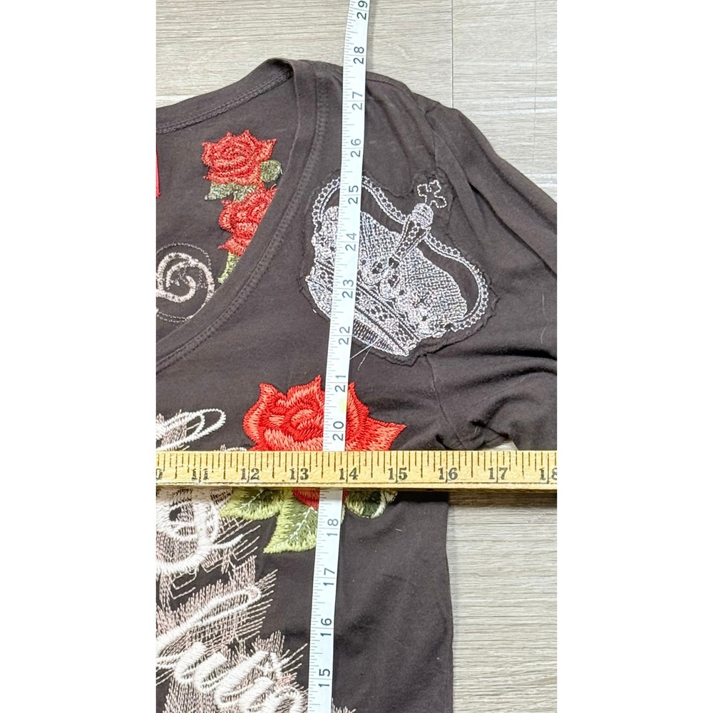 Johnny Was JWLA Rare "Peace Revolution" Rose Embroidered Y2K Whimsygoth Top M - Picture 5 of 6